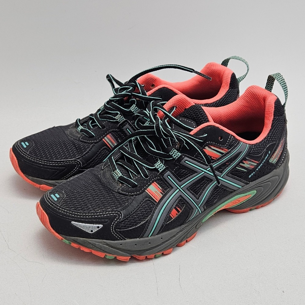 ASICS Gel Venture 5 Women Size 9 Black Pink Trail Running Shoes T5N8N Athletic